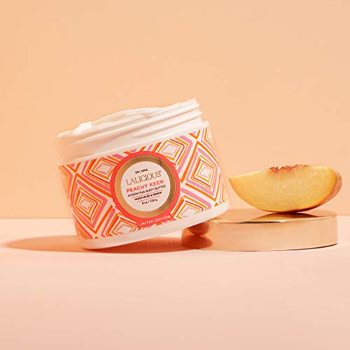 LaLicious Limited Edition Peachy Keen Body Butter - Hydrating Body Moisturizer with Shea Butter, Cucumber Extract & Apricot Oil - No Parabens (8oz)