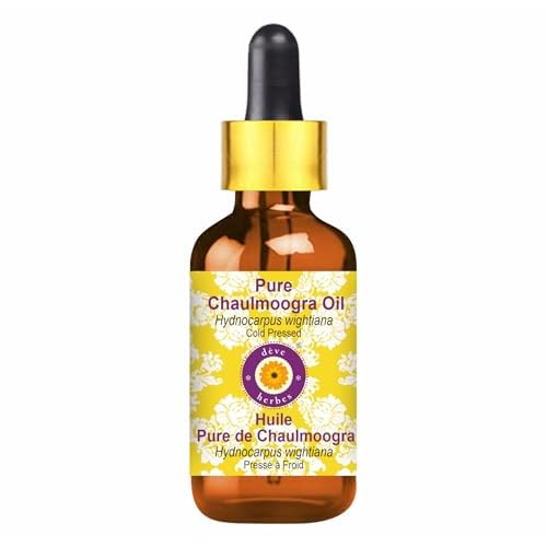 d?ve herbes Chaulmoogra Oil (Hydnocarpus wightiana) with Glass Dropper | Cold Pressed | Pure | For Diluting Essential oils | Skin & Massage | Non-Sticky | Lightweight | Unisex | 100ml (3.38 oz)