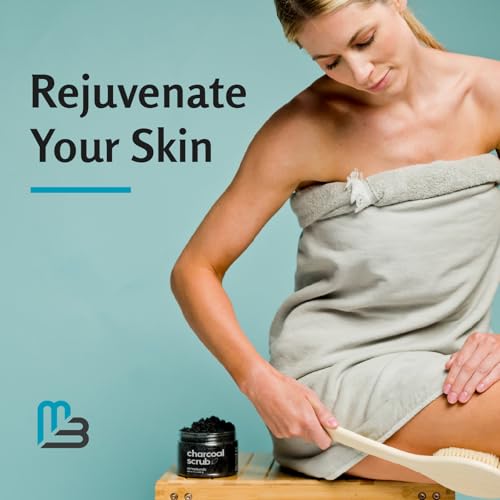 Exfoliating Charcoal Scrub with Collagen & Stem Cells ? Salt Scrub for Body Toning, Cellulite, Armpit Detox, and Skin Smoothing for Face, Feet, and Body by M3