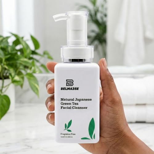 Natural Japanese Green Tea Facial Cleanser ? Foaming Face Wash for Sensitive Skin with Aloe Vera, Chamomile & Cucumber | Hydrating Sulfate Free Green Tea Face Wash & Cleanser (10.14 fl oz / 300ml)