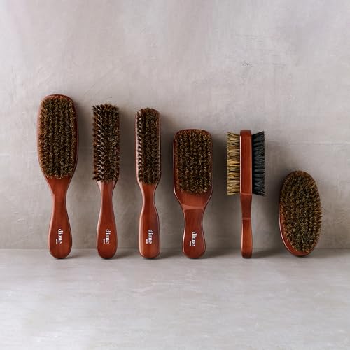 Diane Premium 100% Boar Bristle 2-Sided Club Brush for Men, Medium Firm Bristles for Thick, Curly or Coarse Hair, Mens Brush for Detangling, Smoothing, Wave Styles, Soft on Scalp, Restores Shine