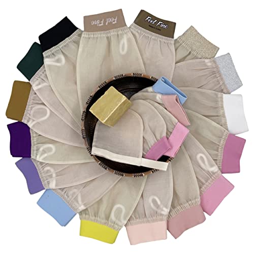 Feel Fine Turkish Exfoliating Mitt ? 100% Raw Silk Hammam Kese Glove for Men & Women | Handcrafted Turkish Skin Peeling Scrubber Bath & Sauna Exfoliator (Gold-a)
