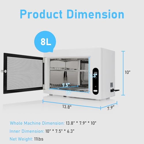 8L UV Cleaning Cabinet, High Capacity Nail Tool Cleaning Machine with Timer for Bottle Manicure Spa Barber Tool Equipment Cleaning