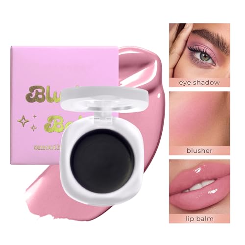 Color Changing Blush,Magical Temperature Change Powder Blusher Cream For Cheeks £¬Eyes And Lips Tint Makeup,Lasting Moisturizing Rouge, Brightening, High Gloss Black Powder Blusher Cream (Pink+Rose)