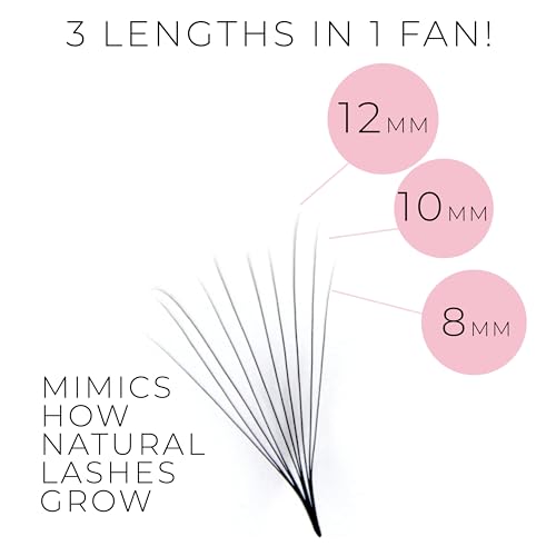 One V Salon Pro 8D Camellia Promade Loose Fans, 500 Premade Layered Volume Lash Fans | C Curl | 0.07 mm | 11-13-15 mm Mixed in Each Fan | Thin Base, Hand-Crafted Eyelash Extensions (8D-C-Curl)