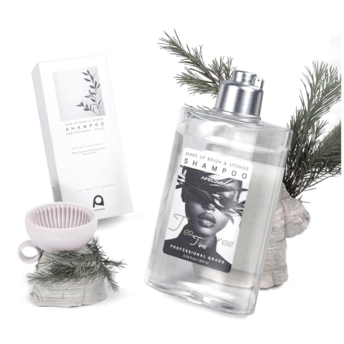 Makeup Brush Cleaner with Silicone Mat, Tea Tree Oil, Shampoo for Sponges & Puffs, Deep Cleaning, Antibacterial, Conditions Bristles, Gentle, Vegan & Cruelty-Free, 6.76 fl.oz