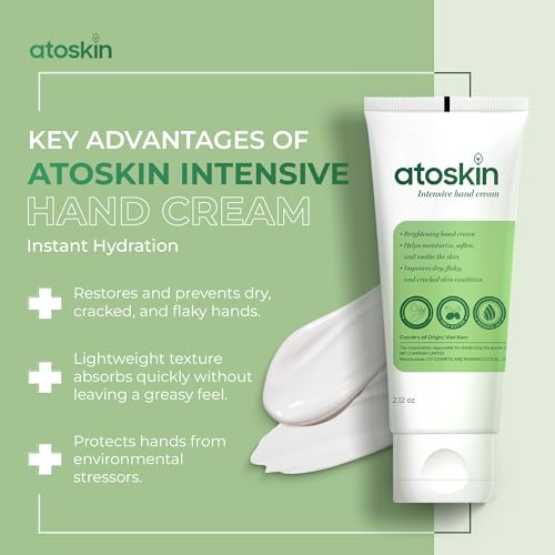 Atoskin Intensive Hand Cream ? Deep Moisturizing & Brightening for Dry, Cracked, Aging Hands ? Non-Corticoid Formula (2.12oz)