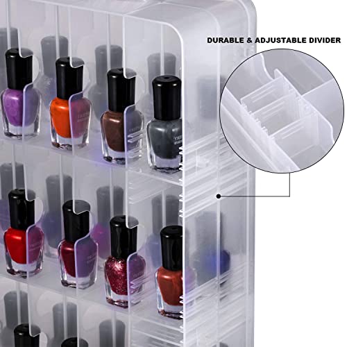 DreamGenius Gel Nail Polish Organizer Case for 48 Bottles, Nail Polish Organizer Case Holds 42 Bottles (15ml/0.5 fl.oz), Clear and Black