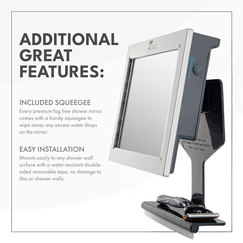 ToiletTree Products Original LED Fogless Shower Mirror with Squeegee