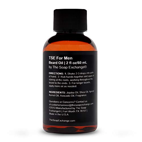 TSE for Men Beard Oil - Beach Bum Scent - Hand Crafted 2 fl oz / 60 ml Deep Conditioner, Nourishing Softener, Natural Ingredients, Stop Itching, Made in the USA.