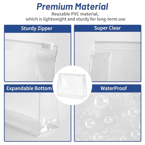 24 PCS Mini Clear Makeup Bags Bulk 7.9" x 5.9"x 2" Small Waterproof Travel Toiletry Bags Plastic Organizer Pouches with Zipper for Cosmetics, Swimsuit, Bikini, Women Men Vacation