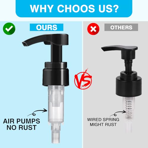 20-Pack Shampoo Pumps for Liter 33.8 oz Shampoo and Conditioner, Pump Dispenser Fits Most Salon Bottles with 1.1 inch Wide Opening, Black & White Replacement Pump for Soft Hair Products, Body Wash