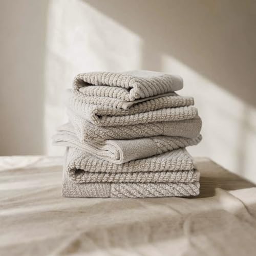 Everplush Industrial Twill Face Towel 6-Piece Set - Cotton & Microfiber Blend, Super Absorbent, Ultra Soft, Skin-Close Cotton Fibers, Long Lasting, Daily Cleansing