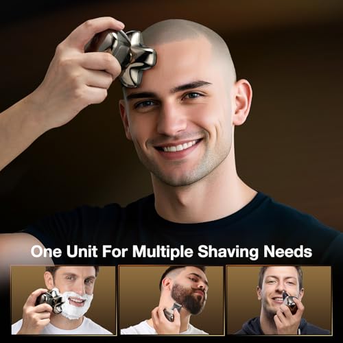 5D Head Shavers for Bald Men - 6 in 1 kensen Upgraded Magnetic Head Body Shaver for Mens, Christmas Gift Wet/Dry Bald Head Shavers for Men IPX6 Waterproof LED Display USB-C Charge Head Razors for Bald