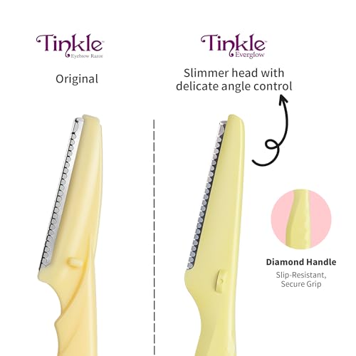 Tinkle Everglow Dermaplane Razor (3 ct), Eyebrow Razor & Face Razors for Women, Peach Fuzz Remover, Dermaplaning Tool, Stainless Steel Blades, Stocking Stuffers