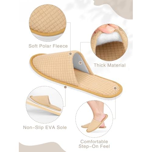 12 Pair House Disposable Slippers for Guests Spa Hotel Slippers for Travel Washable Reusable Non Slip Closed Toe for Shoeless Home Indoor Wedding Party