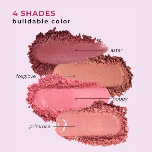 Honeybee Gardens Wildflower Blooming Blush, Vegan Pressed Powder, Natural Botanical Formula, 0.14oz (Primrose)