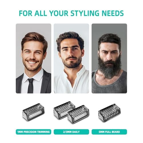 Guard Combs Kit with Case Compatible with Philips Norelco OneBlade Handles, 1/2/3/5mm Guide Combs, 0/3mm Body Comb and Protective Cap for Electric Shaver Accessories for Men