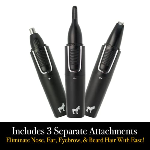 Pete & Pedro Nose & Ear Hair Trimmer ? Clipper Has 3 Attachments for Nose/Ear, Eyebrows Trimming, & Facial Hair Detailing | Men & Women, Stainless Steel, Wet/Dry, USB | As Seen on Shark Tank