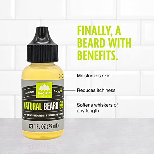 Pacific Shaving Company Natural Beard Oil - Beard Moisturizer & Conditioner for Men - Grooming Oil to Reduce Itchiness & Soothe Skin(1 Fl Oz)