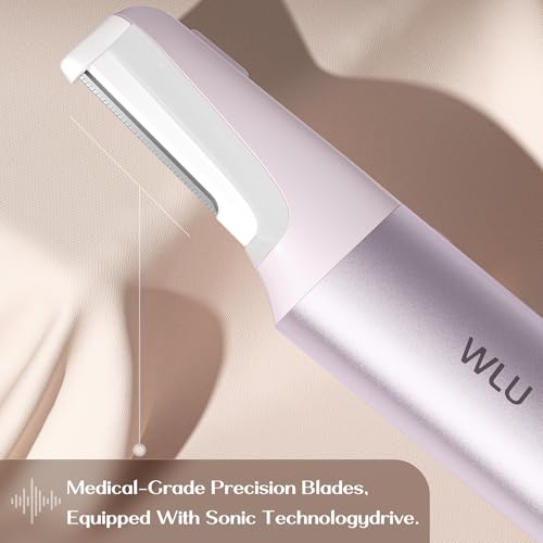 WLU Dermaplane Razor for Women Face with 10 Replaceable Blades, Dermaplaning Tool for Face to Remove Facial Hair & Peach Fuzz, Sonic Dermaplaning Tool for Women, Dermaplane Razor(Purple)