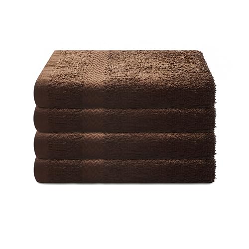 13x13 | Premium Washcloth Set | Absorbent, Ring Spun, Washcloths, Hand towels for Bathroom, 100% Cotton, Face Towels, fingertip towels, Soft, For Daily Use (Pack of 4) (Dark Brown, 13x13)