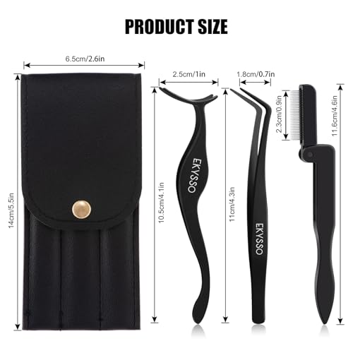 Lash Applicator Tools Set, 3-IN-1 Lash Cluster Tweezers for DIY Individual Eyelash Clusters Tools with Case, Comfort Grip for Precise DIY Eyelash Extension