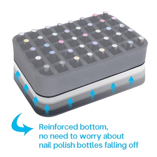 Nail Polish Organizer Holder Foam Pad with Slots for Storage 40 Bottles (15ml/0.5fl.oz) Nail Polish or Essential Oil Tray for Drawers Black