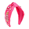 Mud Pie Women Holiday Beaded Headband, Pink, outer width 3" | knot height 1 1/4"