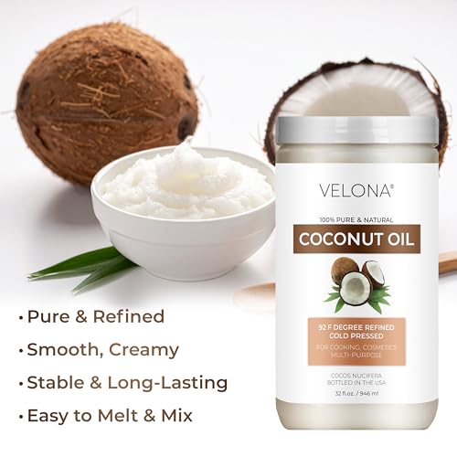 velona Coconut Oil 92 Degree 1 Gallon / 128 Fl Oz | 100% Pure and Natural Carrier Oil | in jar | Refined, Cold pressed | Skin, Face, Body, Hair Care | Use Today - Enjoy Results