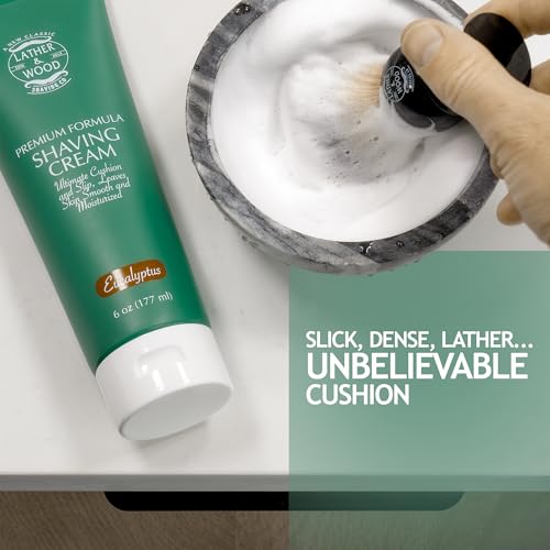Mens Eucalyptus Shaving Cream ? Cool, Refreshing Lather That Stops Razor Burn Cold ? Premium Barbershop Quality Formula with Natural Ingredients, Smooth & Irritation-Free Shaves in Every Tube (6oz)