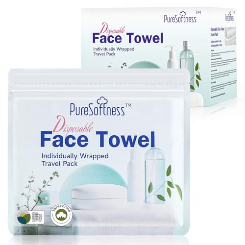 Travel Pack Disposable Face Towel, Individually Packed Each Re-sealable Bag Contains 5 Dry Towels, Makeup Remove and Face Wash, Business Trip, Camping, Fitness, Yoga (5 Pack, 25 Towels)