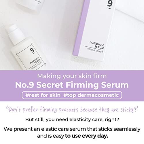numbuzin No.9 Secret Firming Serum | Advanced Elasticity-Boosting Treatment Serum for Wrinkle Care, Aging Skin with 2 Peptides, Niacinamide, Hyaluronic Acid | Korean Skin Care, Loose Skin | 1.69 Fl Oz