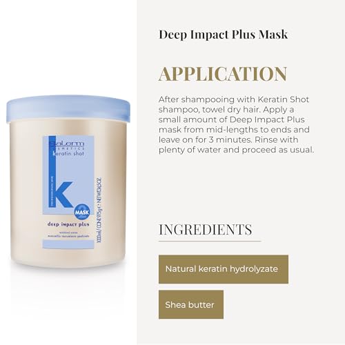 SALERM - Hydrating Hair Mask - Deep Impact Plus - 1000 ml - Deep Hair Hydration - For Use After Keratin Shot + Keramix Treatment - Smooth and Straight Hair