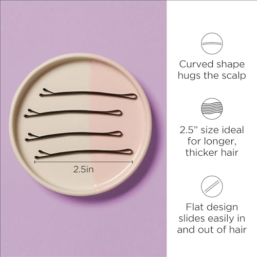 Diane Hair Bobby Pins for Women ?¢桰 Large 2.5?¢æ - Black, Curved Flat Design with Ball Tips, D428-40 Count (Pack of 2)