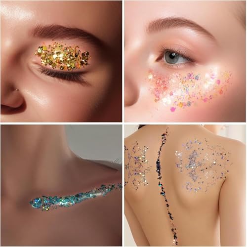 Body Glitter Face Glitter Makeup Festival Glitter, 12 Colors Face and Body Glitter Gel, Hair Glitter Gel, Body Makeup£¬Hair Glitter for Halloween Makeup Festival