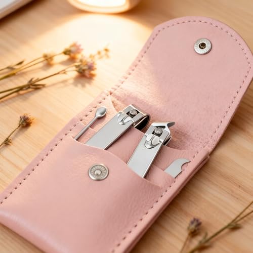 20-Piece Complete Nail Care Kit, Professional Manicure Set with Stainless Steel Tools for Home Use, Travel & Gifts | Portable Nail Clipper Kit in Pink Case (Pink)