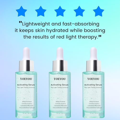 Red Light Therapy Activating Serum, Pre-Treatment Hydrating Serum for Face, Natural Formula, Boosts Red Light Results, Anti-Aging & Wrinkle Care, 1oz / 30ml