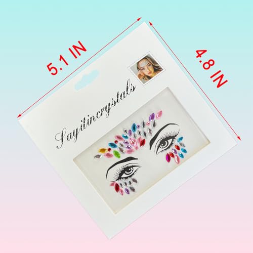 6-Pack Diamond Acrylic Face Stickers for Kids ? Colorful Festival Face Gems for Halloween, Cosplay, and Parties ? Reusable Crystal Face Jewels