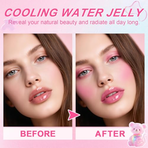 2 Pcs Jelly Blush Contour Stick for Cheeks Eyes Lips Lightweight Dewy Finish Blush Stick Waterproof Long Lasting Lightweight, Sheer & Buildable Color Makeup Set for Wome (SET B)
