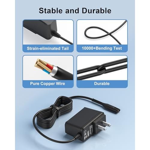 12V Shaver Charger for Braun Series 7 9 3 5 1 XT5 Electric Razor 3040s 340s 9385cc 370 720 760cc 790cc 720s-4 7865cc 9090cc 9330s 5018s 7020s 9095cc 3350cc-4 390cc for Braun Wall Charger