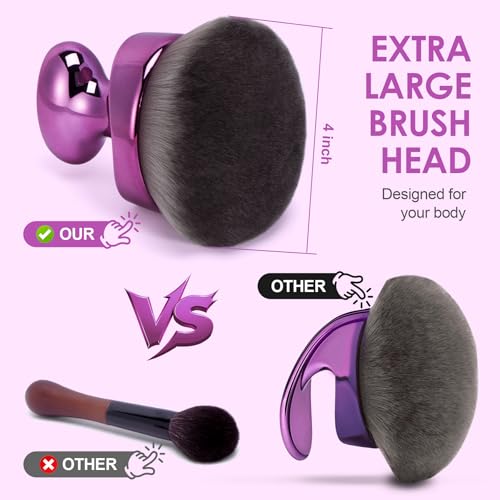 Blend & Blur Extra Large Body Kabuki Brush & Self Tanner Brush - For Body Makeup & Foundation - Blending Applicator For Self Tanning - Durable Vegan Bristles - with Protective Bag (Purple)