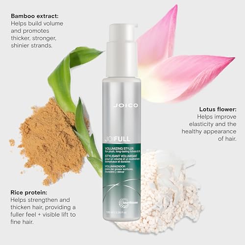 JoiFULL Volumizing Styler | For Fine, Thin Hair | Add Instant Body | Long-Lasting Volume & Texture | Protect Against Pollution | With Rice Protein & Bamboo Extract | 3.38 Fl Oz