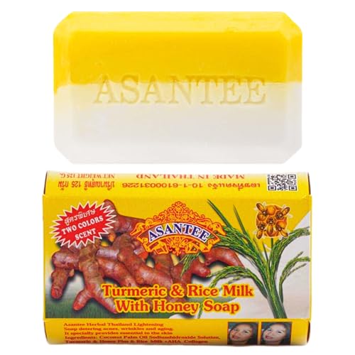 ASANTEE Rice Milk & Turmeric Soap Bar - Luxurious Body Soap for Soft, Clear, and Radiant Skin - Scent Long-Lasting (Pack of 1)