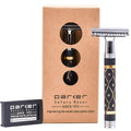 Parker 65R Super Heavyweight Double?Edge Safety Razor ? Sandstone?Textured Brass Handle for Precise Grip & Control, 4" Long Handle ? Includes 5 Premium DE Blades