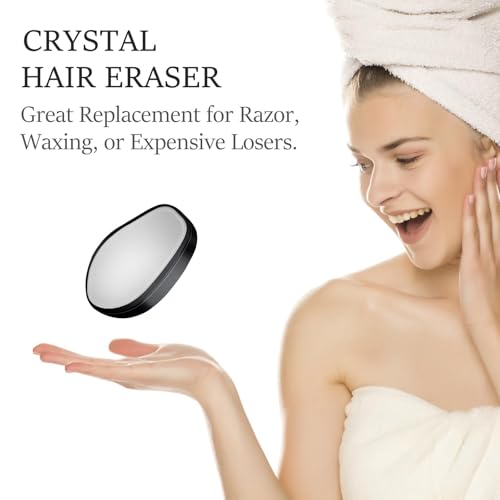 Crystal Hair Eraser, Painless Hair Removal Tool, Reusable Hair Remover for All Body Parts (Black)