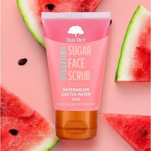 Watermelon & Cactus Hydrating Face Scrub ? 1.5 fl oz, Deep Pore Cleanser with AHA, Exfoliates Skin & Impurities, Vegan & Free of Parabens & Sulfates, VitaBoost¢â Loofah (Pack of 3, Watermelon & Cactus)