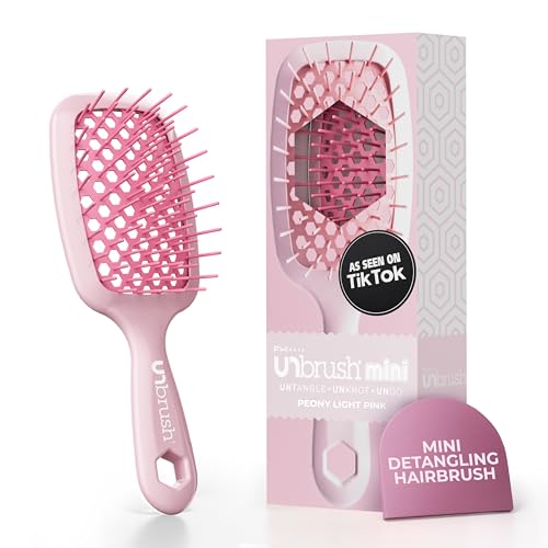 FHI Heat UNbrush Mini Detangler Brush for Pain-Free Brushing on All Wet or Dry Hair Types ? Durable Duoflex Anti-Static Bristles, Lightweight Handle, Vented Mini Hair Brush