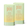 Pixi Beauty On-the-Glow SHIELD SPF 50 2-pack | Lightweight & Ultra-Hydrating Sunscreen Stick for Everyday Use | No White Cast | Travel Size, Vegan & Paraben-Free | 2x 0.6oz/19g