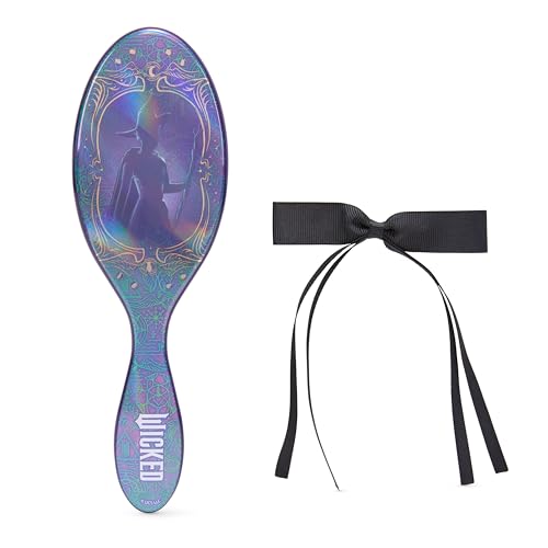 Wet Brush Original Detangler Hair Brush Elphaba (Wicked) Kit - Ultra-Soft IntelliFlex Bristles - Detangling Brush Glides Through Tangles For All Hair Types (Wet Dry & Damaged) - 1 Brush & 1 Bow